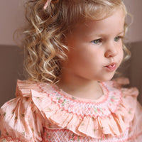 Emilie Rosebud Handsmocked Dress- Peach