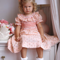 Emilie Rosebud Handsmocked Dress- Peach