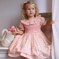 Emilie Rosebud Handsmocked Dress- Peach