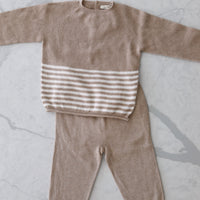 Sebastian Stripe Sweater & Pants Set- Camel