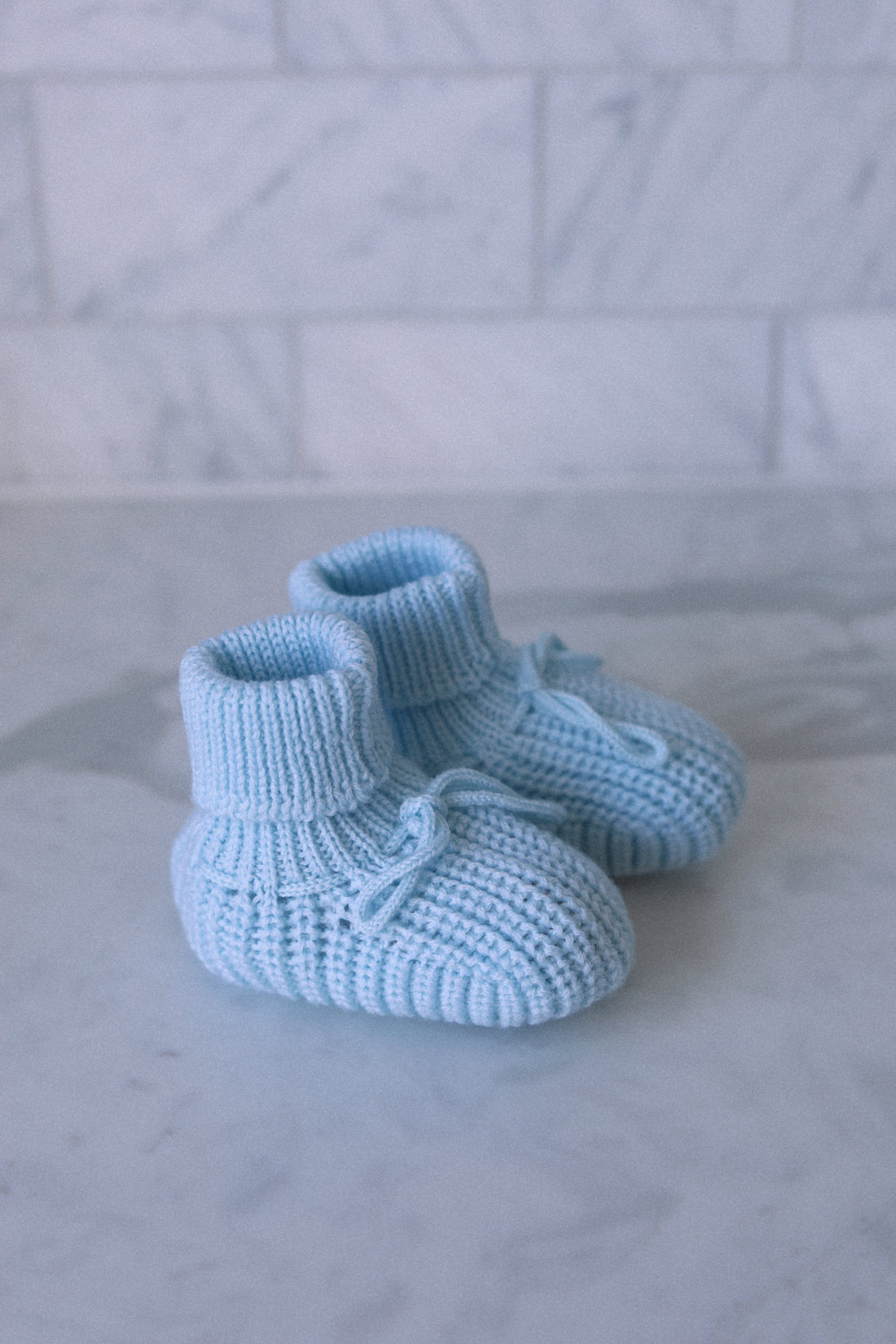 Organic Cotton Knit Booties- Azure