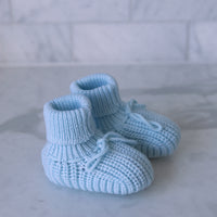 Organic Cotton Knit Booties- Azure