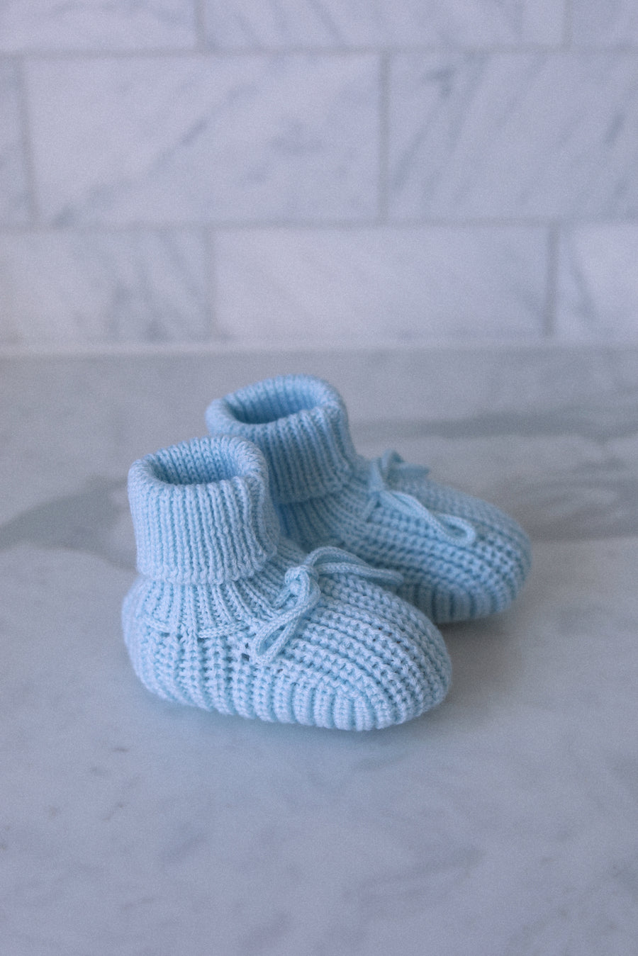 Organic Cotton Knit Booties- Azure