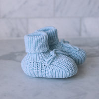 Organic Cotton Knit Booties- Azure