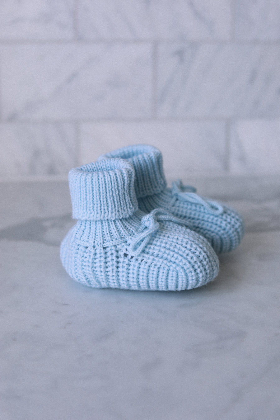 Organic Cotton Knit Booties- Azure