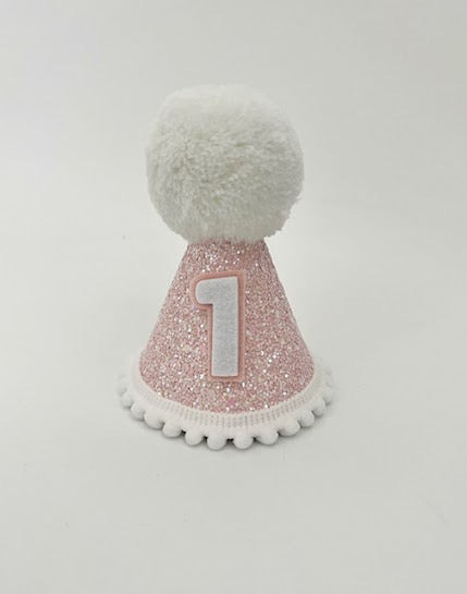 Pastel Pink Glitter Birthday Party Hat