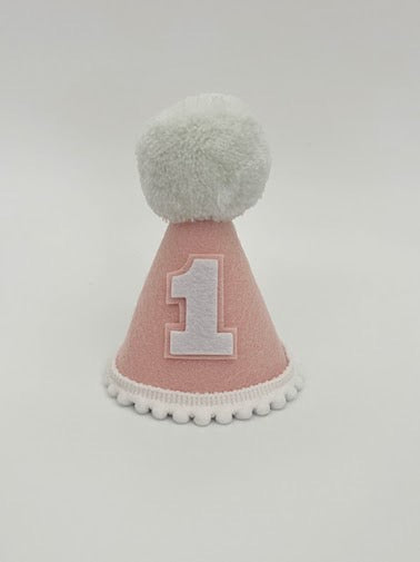 Pink and White Felt Birthday Party Hat