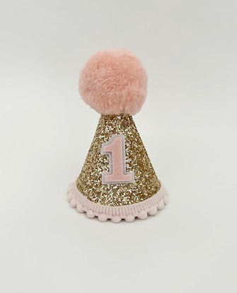 Gold and Pink Glitter Birthday Party Hat
