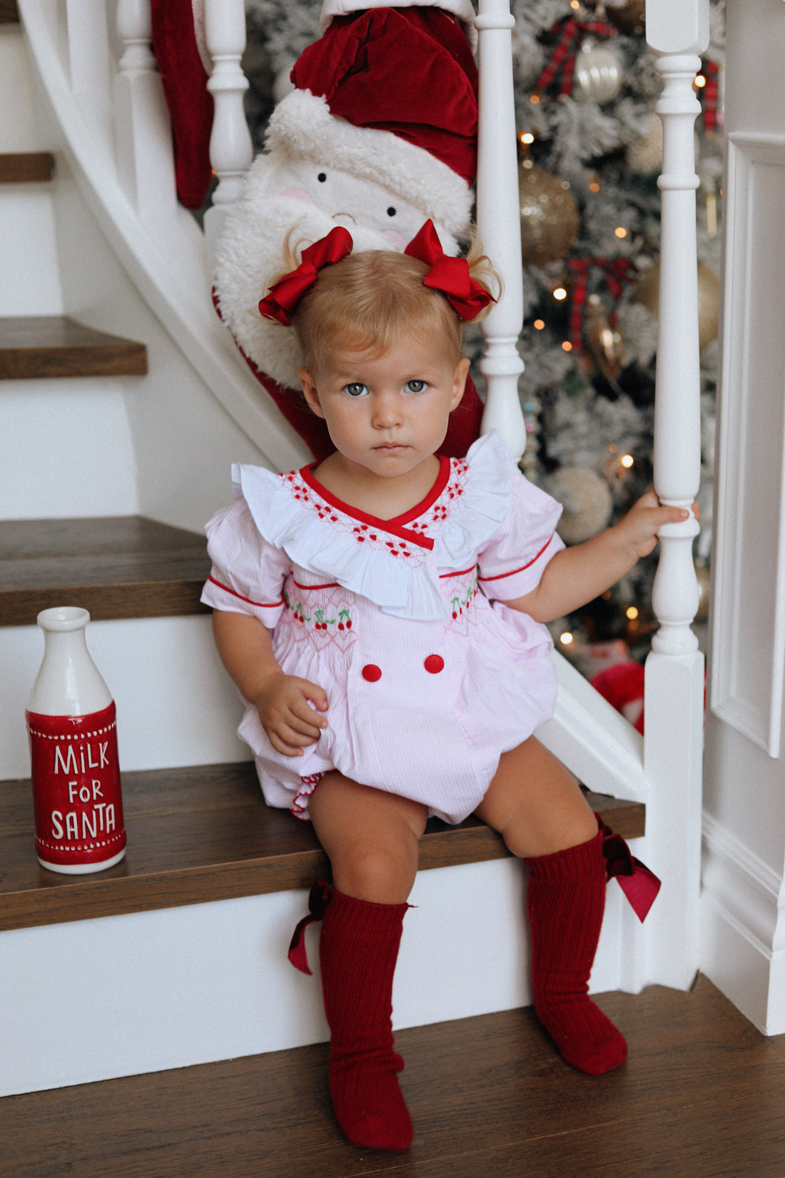 Merry Cherry Handsmocked Romper * Pre-order October *