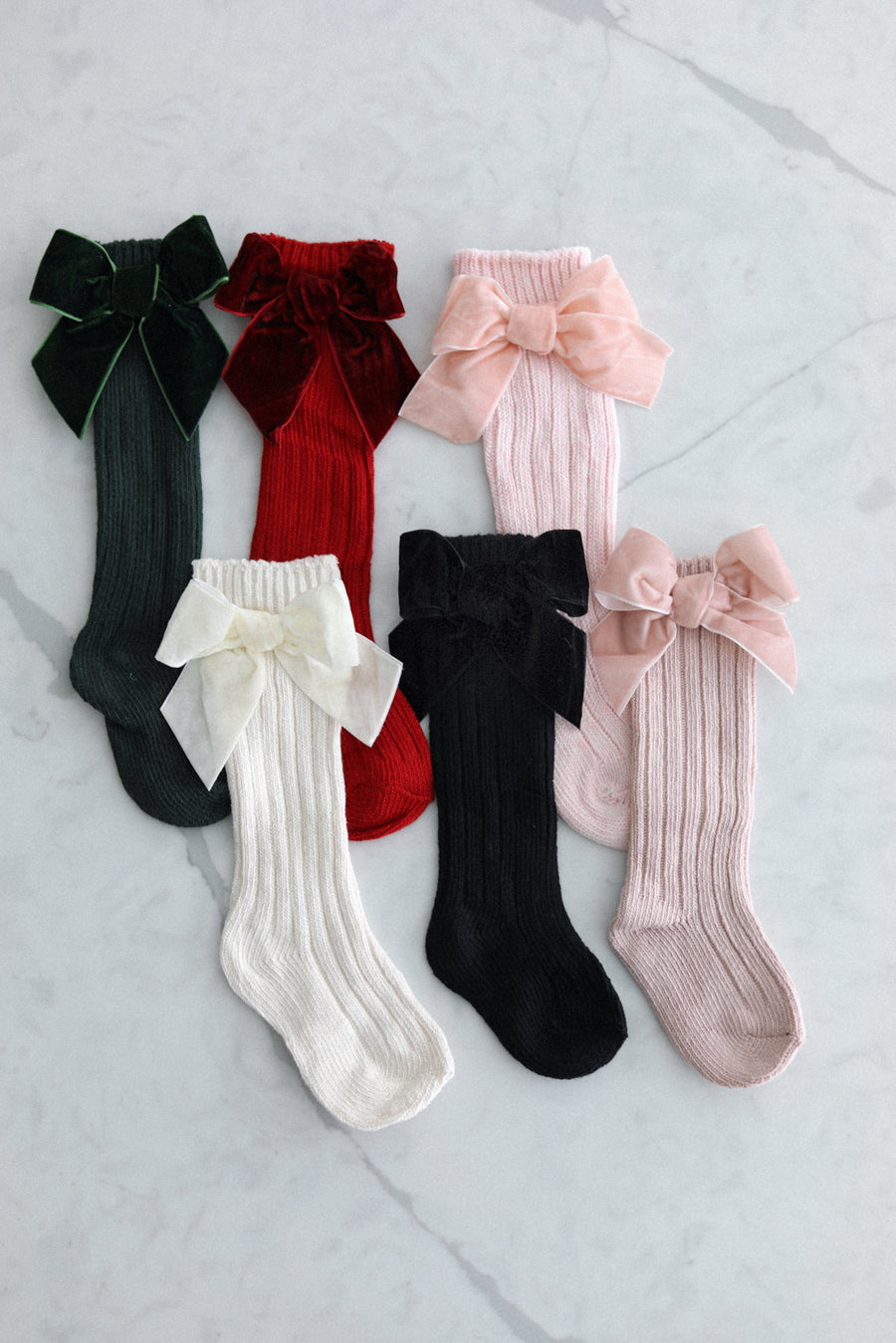 Knee High Cable Knit Bow Socks