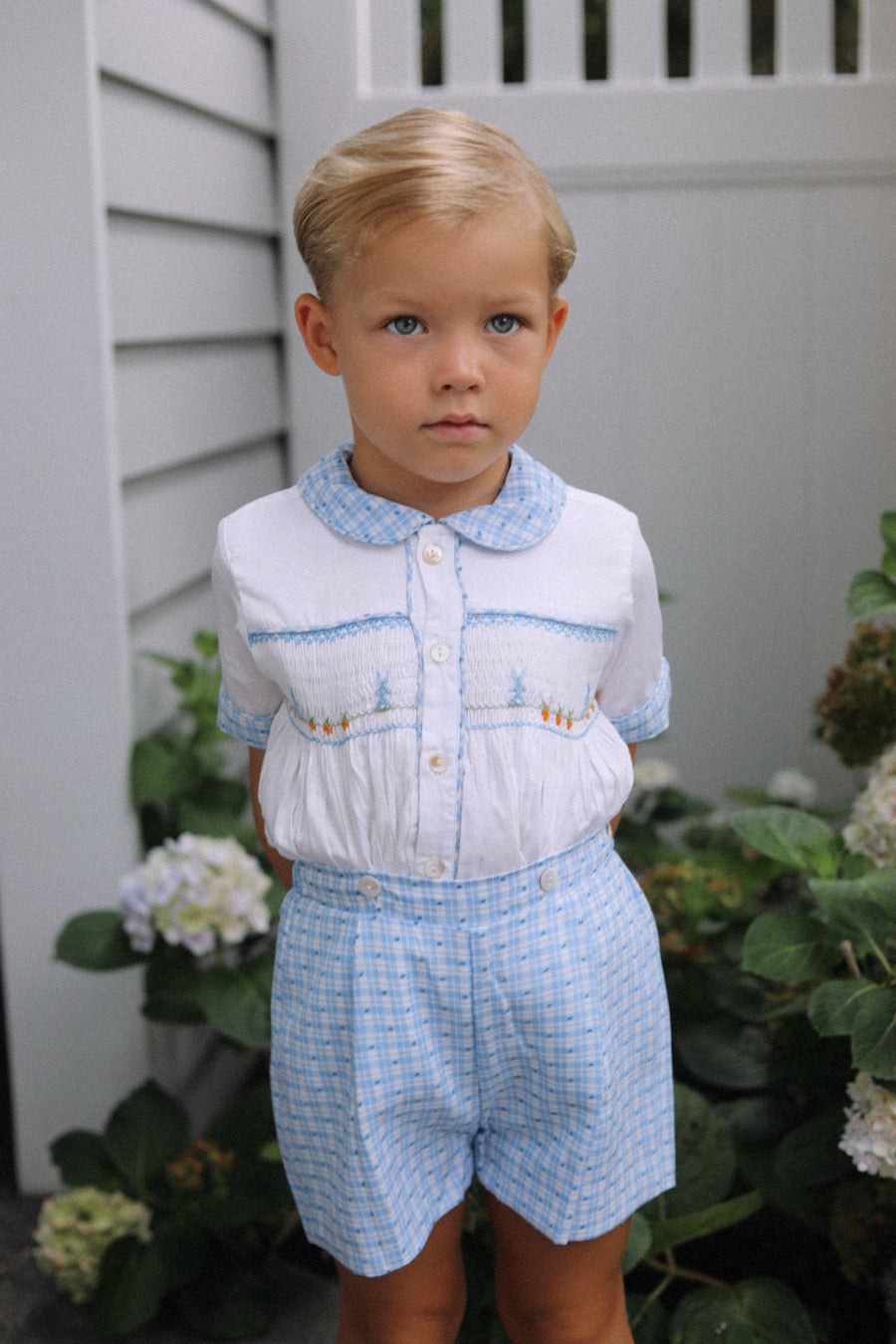 Swiss Dot Bunny Handsmocked Jam Pants Set