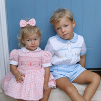 Swiss Dot Bunny Handsmocked Jam Pants Set