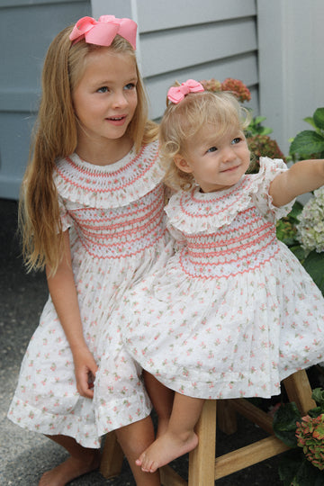 Emilie Rosebud Handsmocked Dress