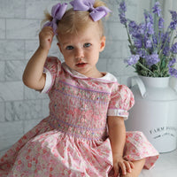 Charlottle Handsmocked Ribbons and Roses Dress