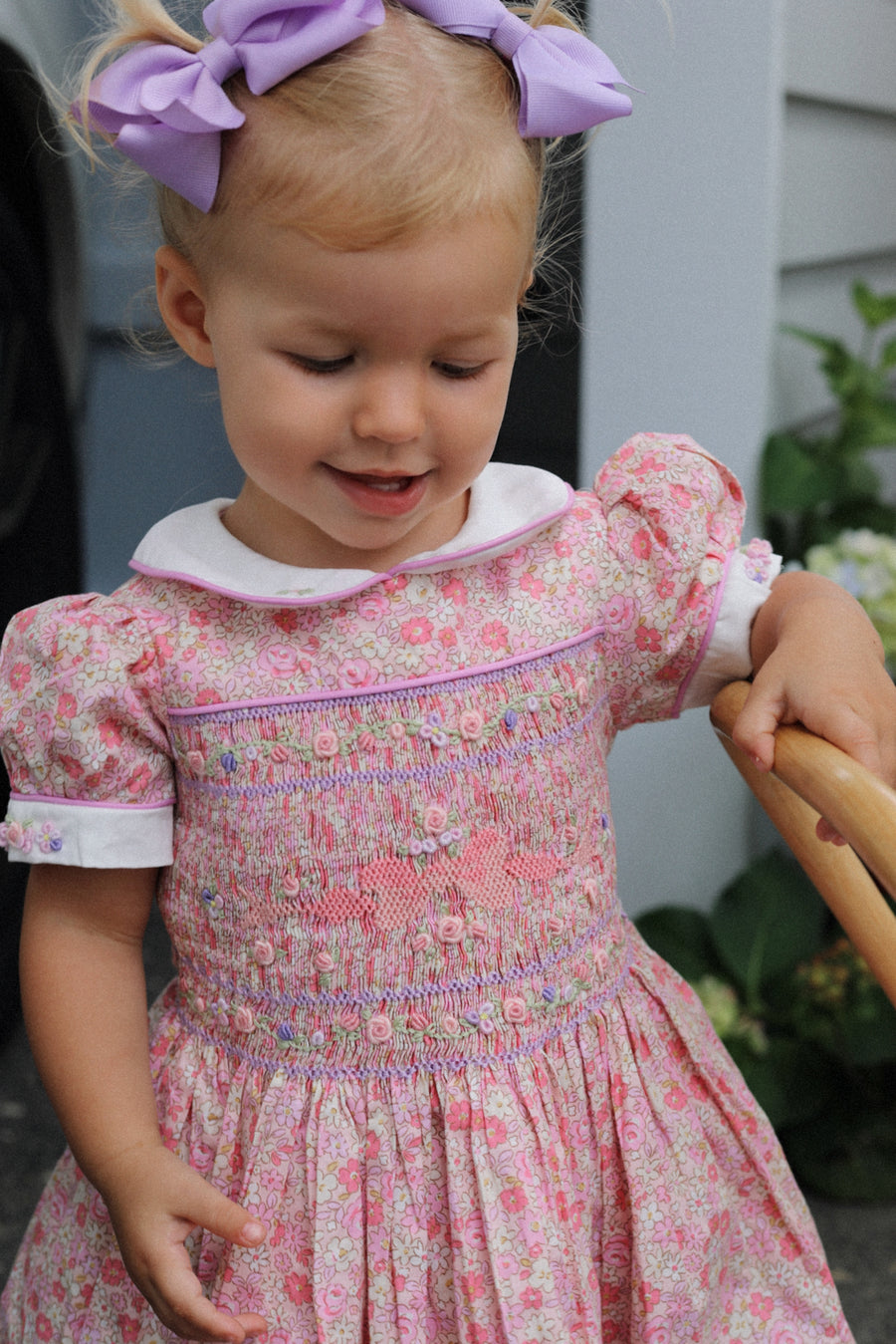 Charlottle Handsmocked Ribbons and Roses Dress