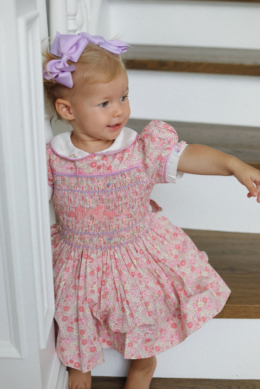 Charlottle Handsmocked Ribbons and Roses Dress