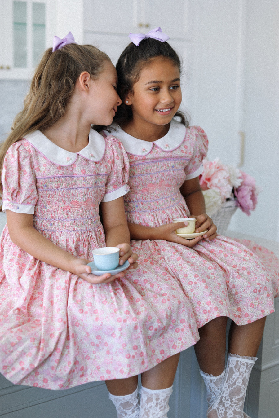 Charlottle Handsmocked Ribbons and Roses Dress