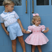 Swiss Dot Bunny Handsmocked Jam Pants Set