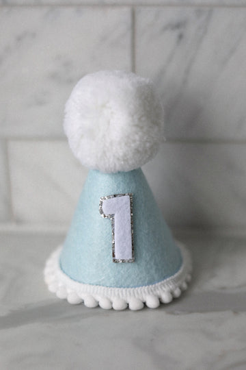 Baby Blue and Silver Birthday Party Hat