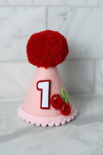 Red Cherry Felt Birthday Party Hat