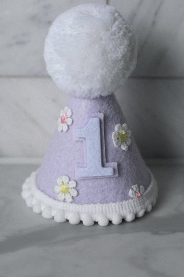 Lavender Daisy Birthday Party Hat