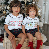 Teddy Tartan Handsmocked Jam Pants Set- *Pre-Order Oct