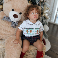 Teddy Tartan Handsmocked Jam Pants Set- *Pre-Order Oct