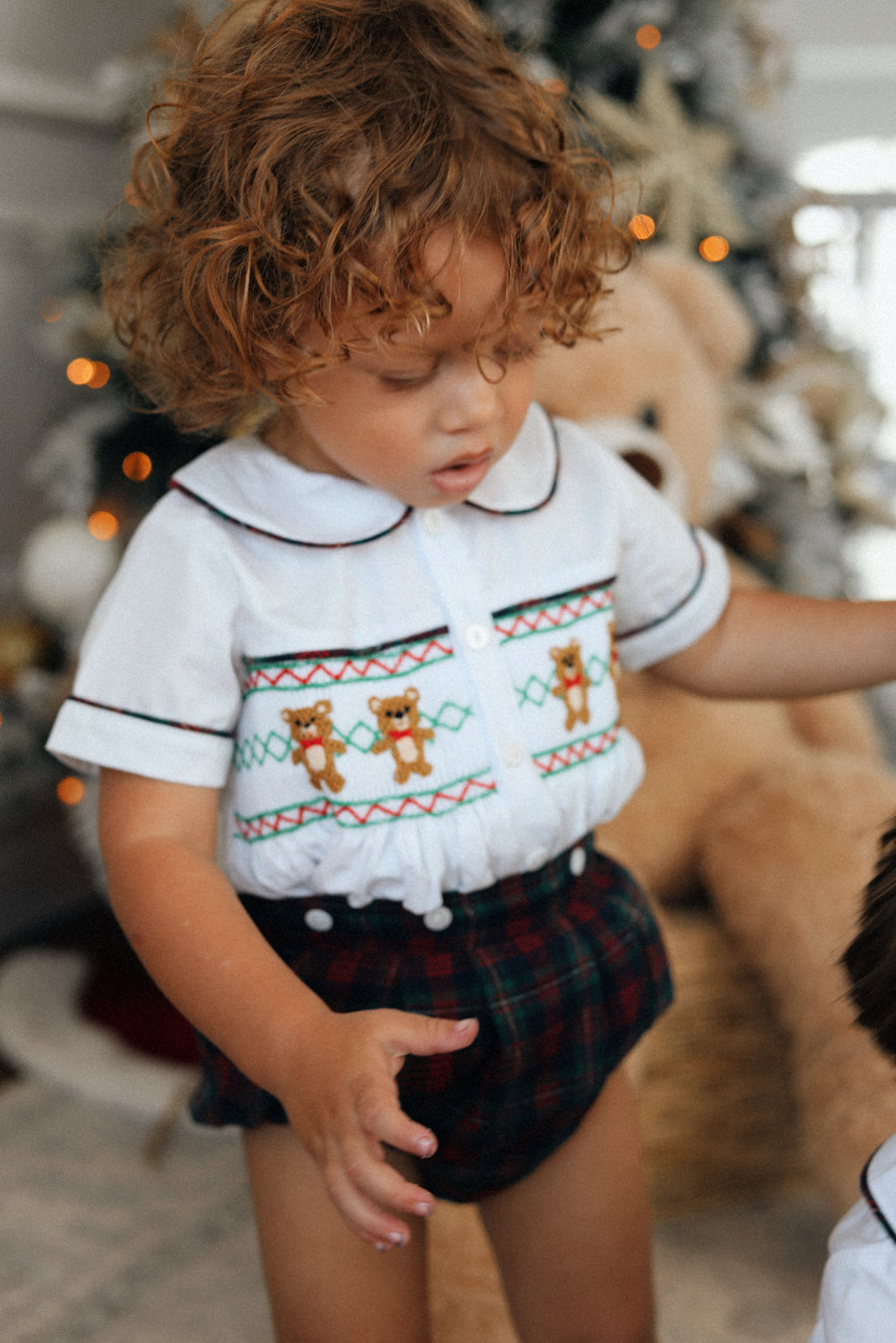 Teddy Tartan Handsmocked Jam Pants Set- *Pre-Order Oct