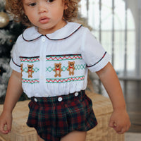 Teddy Tartan Handsmocked Jam Pants Set- *Pre-Order Oct