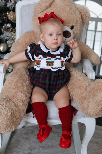 Teddy Tartan Ruffle Romper