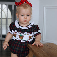 Teddy Tartan Ruffle Romper- *Pre-Order Oct