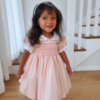 Clara Peach Handsmocked Dress