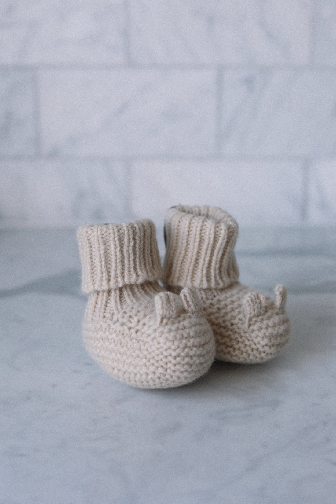 Merino Wool and Cashmere Bunny Booties- Oatmeal