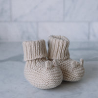 Merino Wool and Cashmere Bunny Booties- Oatmeal