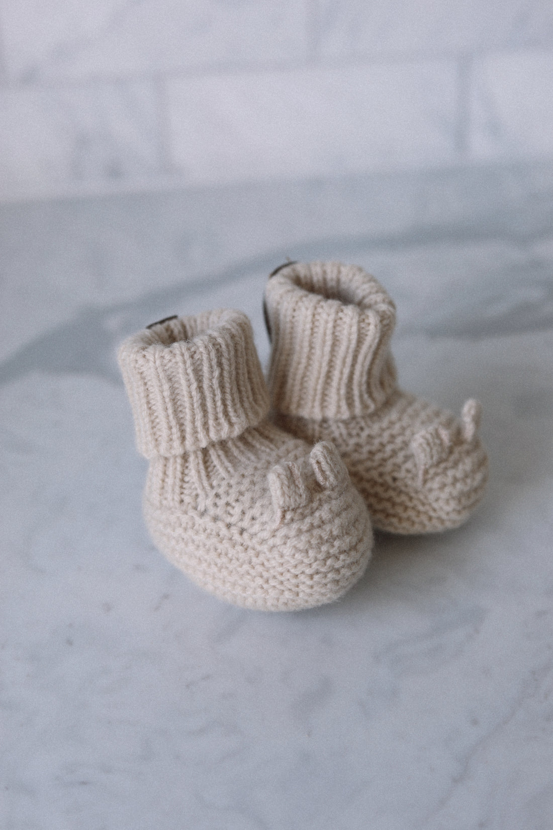 Merino Wool and Cashmere Bunny Booties- Oatmeal