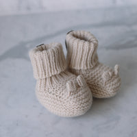 Merino Wool and Cashmere Bunny Booties- Oatmeal