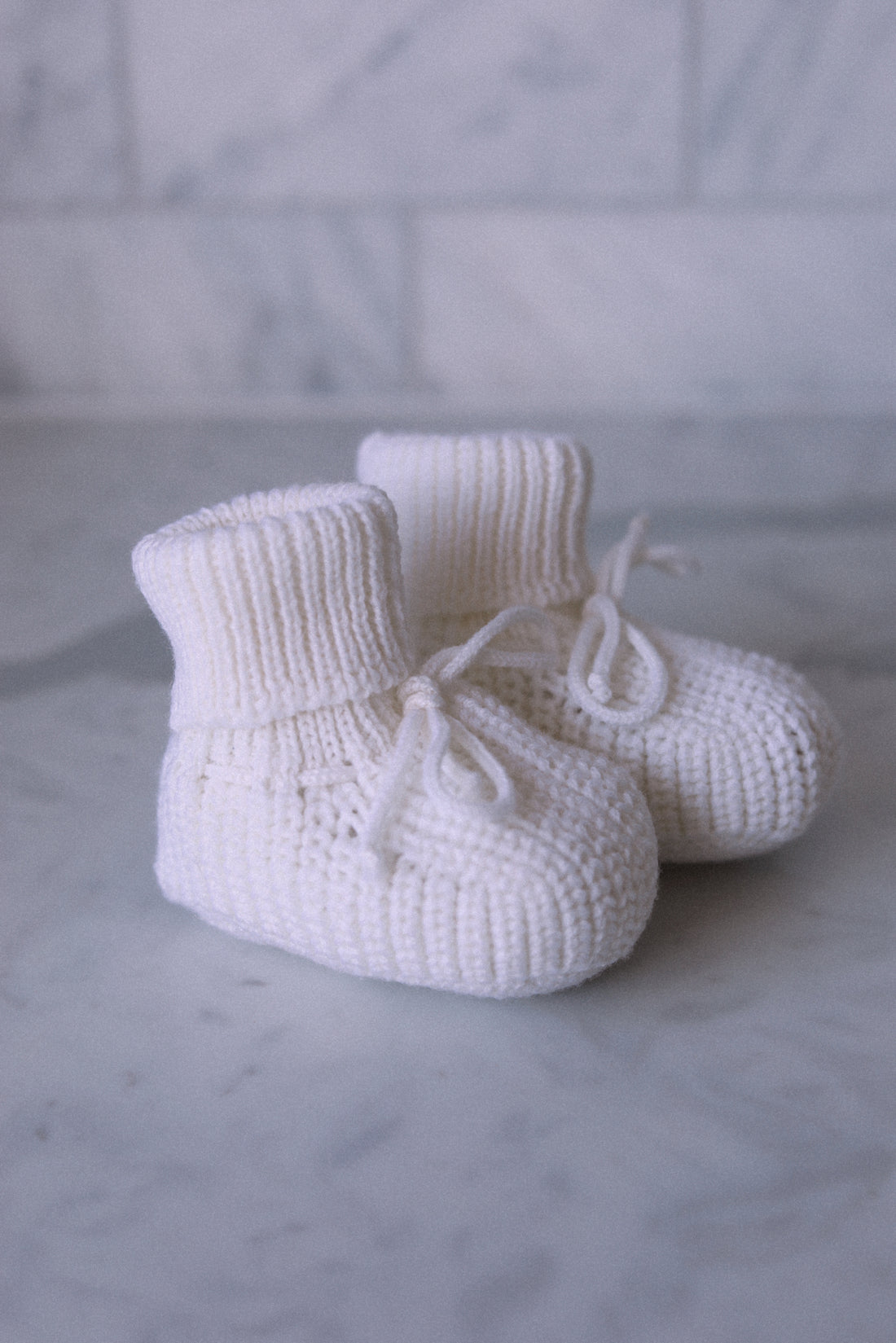 Organic Cotton Knit Booties- Pearl