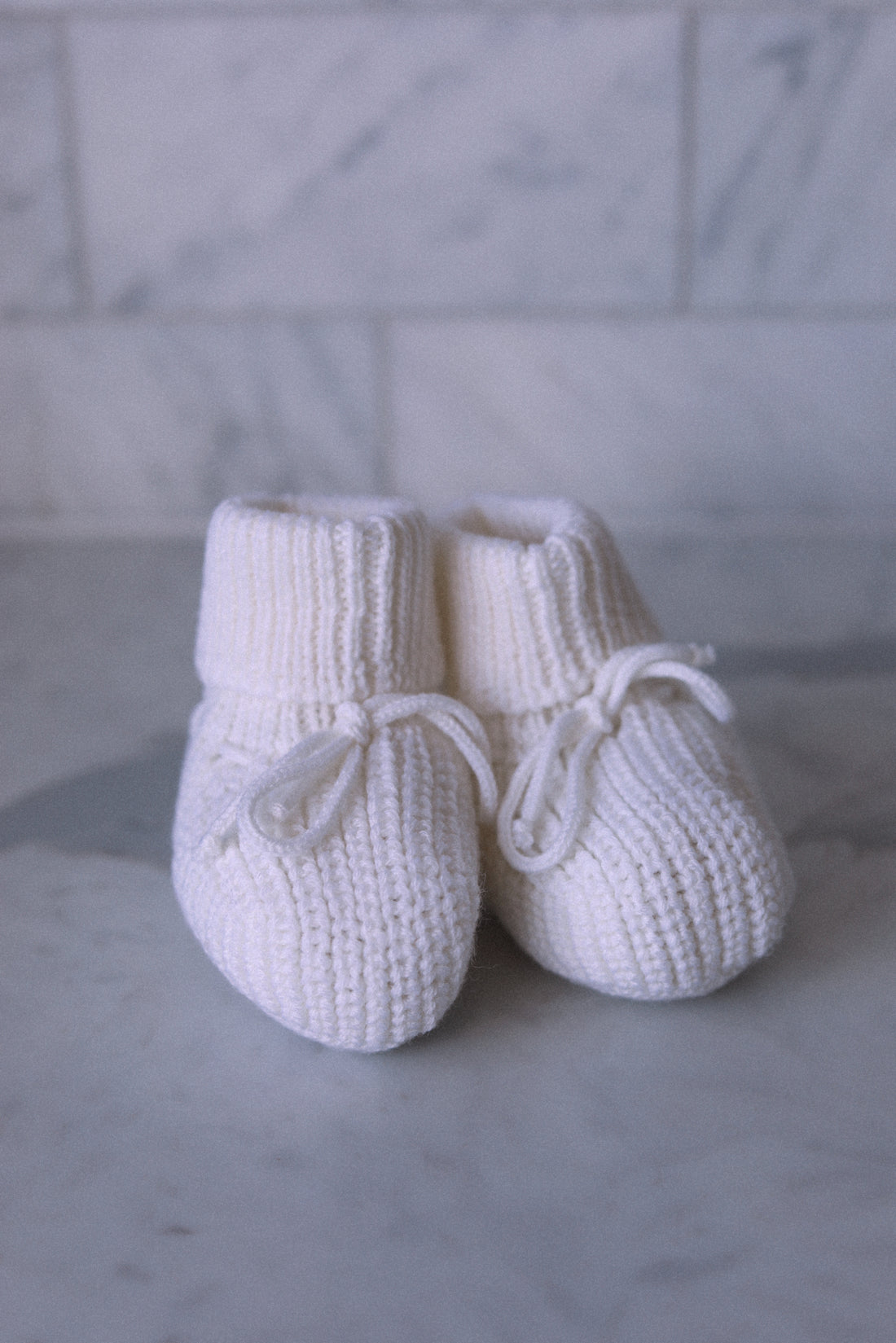 Organic Cotton Knit Booties- Pearl