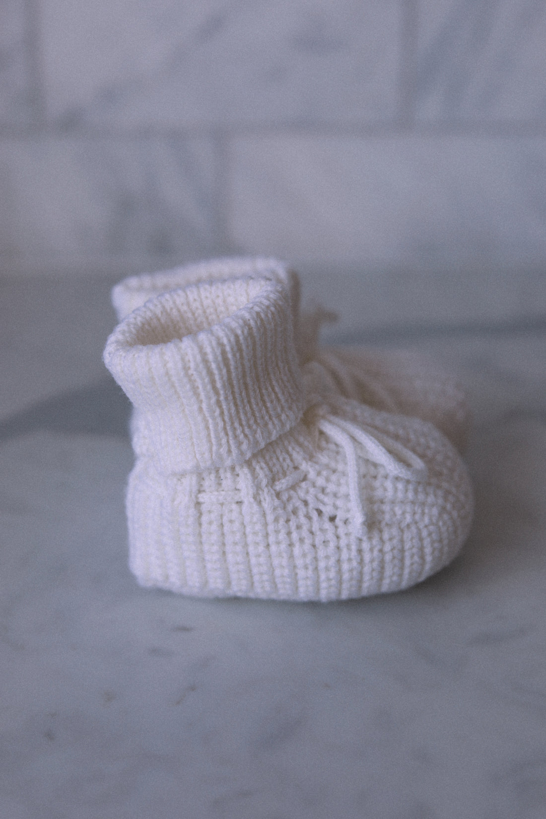 Organic Cotton Knit Booties- Pearl