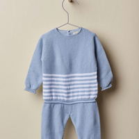 Seconds Sebastian Stripe Sweater Set- Soft Blue Pants only Size 12m