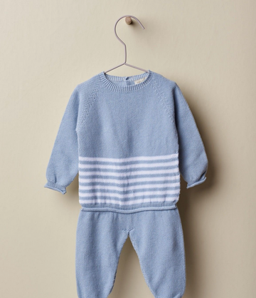 Seconds Sebastian Stripe Sweater Set- Soft Blue Pants only Size 12m