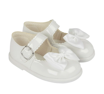 Hallie Hard Sole Shoes- White Patent