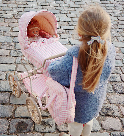 Konges Slojd Doll Pram- Powder Pink Check