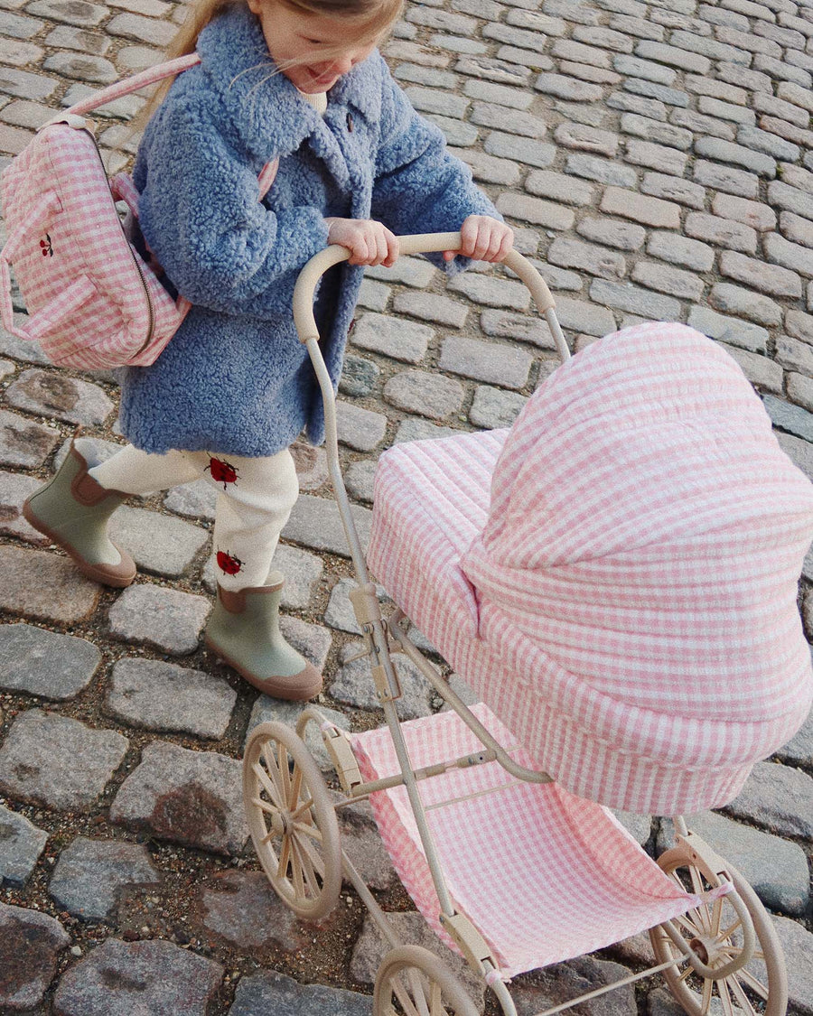 Konges Slojd Doll Pram- Powder Pink Check