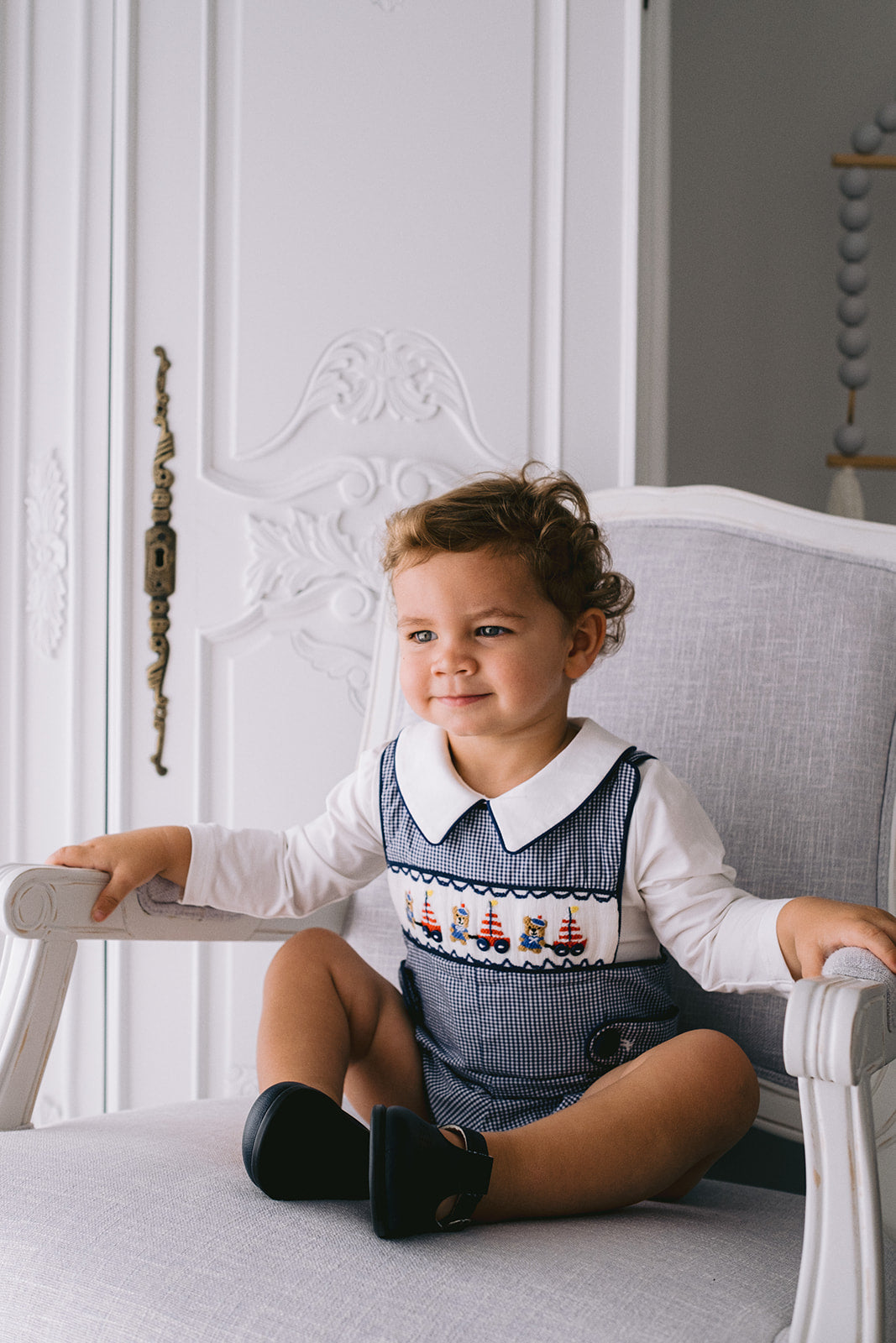 Bears and Boats Gingham Jon Jon Set