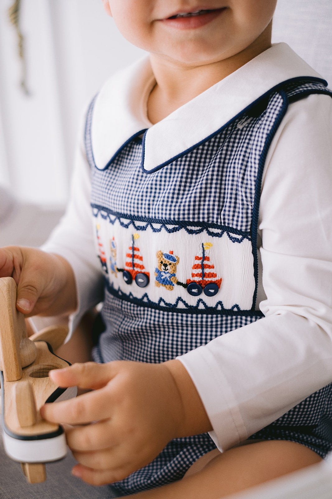 Bears and Boats Gingham Jon Jon Set