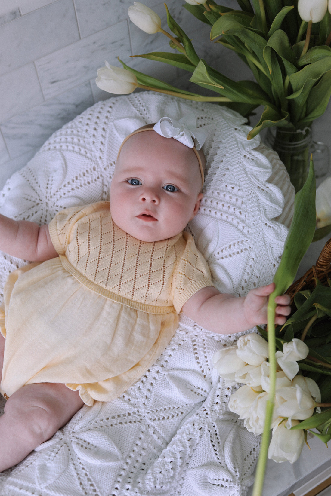 April Knit Bubble Romper- Buttercup yellow