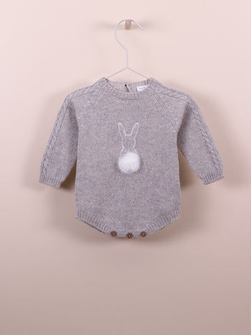 Cottontail Cashmere Knit Romper- Biscuit