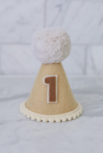 Beige and Brown Birthday Party Hat