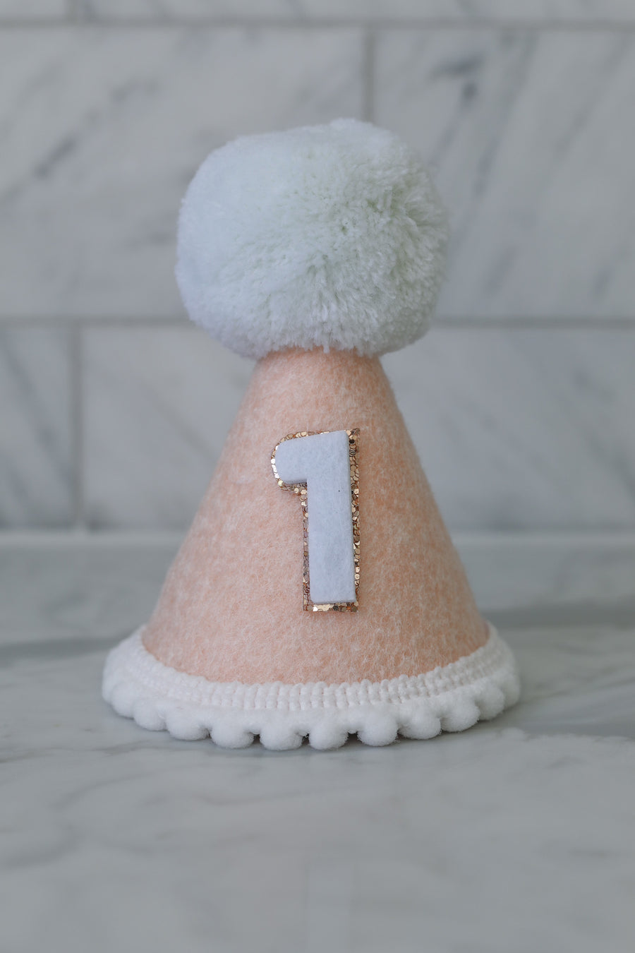 Peach and Silver Birthday Party Hat